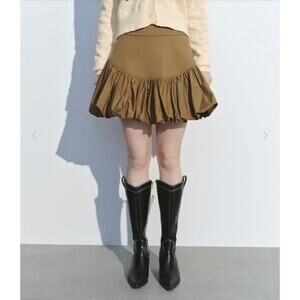 Urban Revivo Khaki Brown Bubble Hem Mini Skirt A-Line High Waist Size US 8

⸻